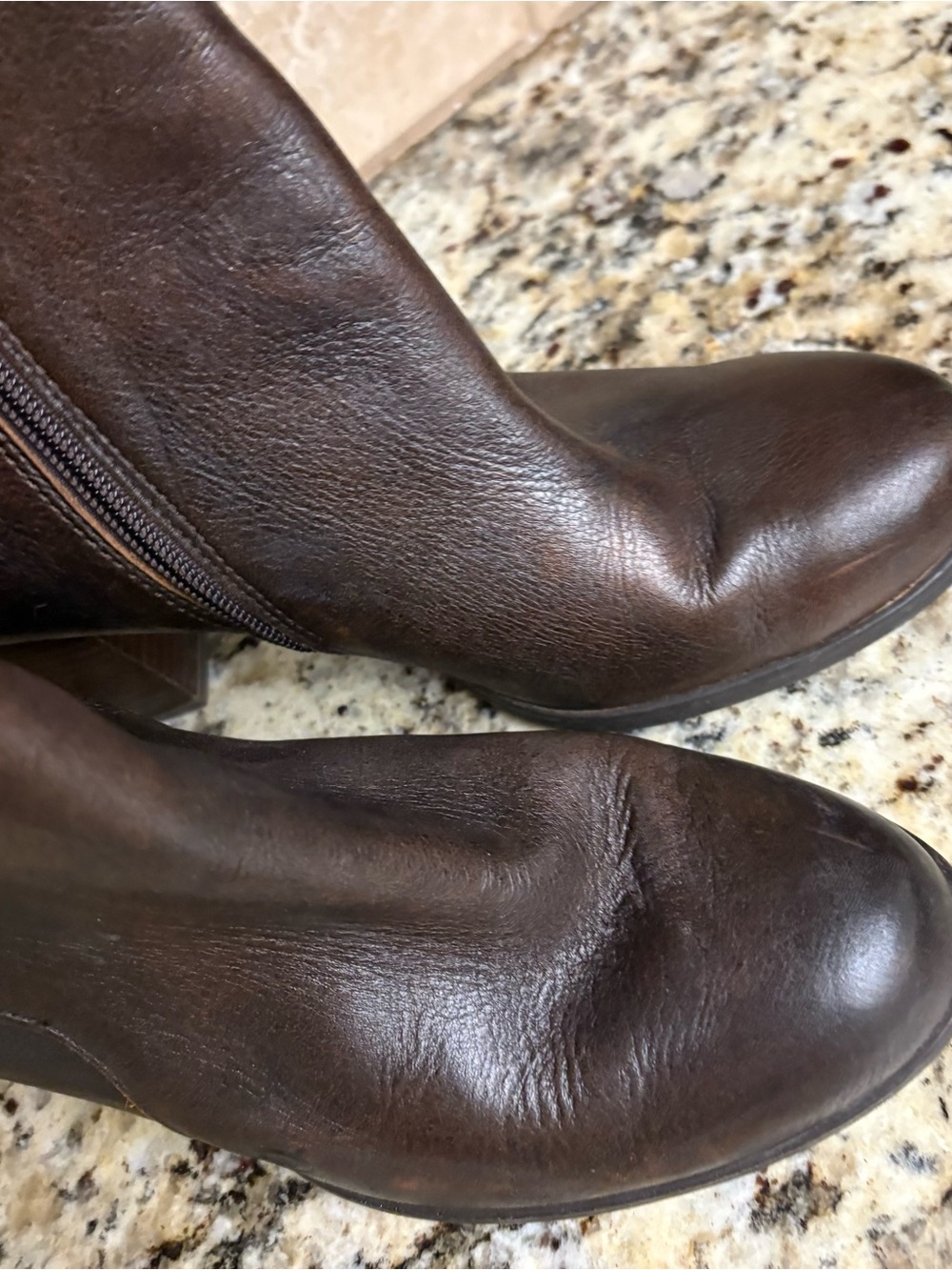 Born Dark Brown Leather Mid-Calf Heeled Boots
